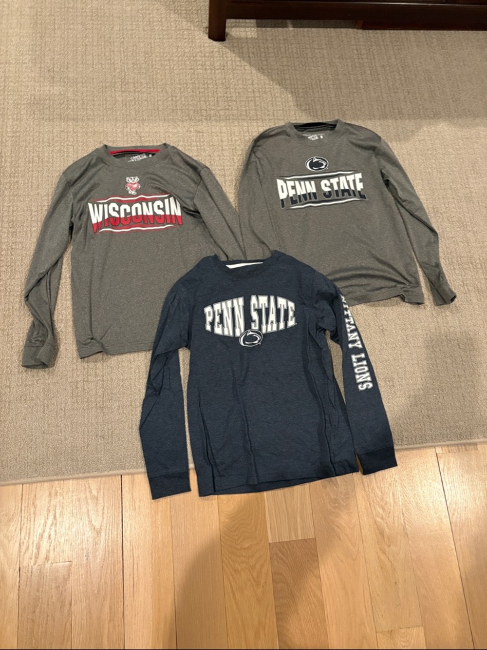 Lot of 3 long sleeve college shirts